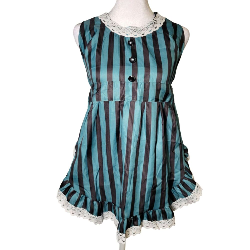 Haunted Mansion Maid Apron Ghost Host Costume Lace Trim Goth Youth M/L Women XS